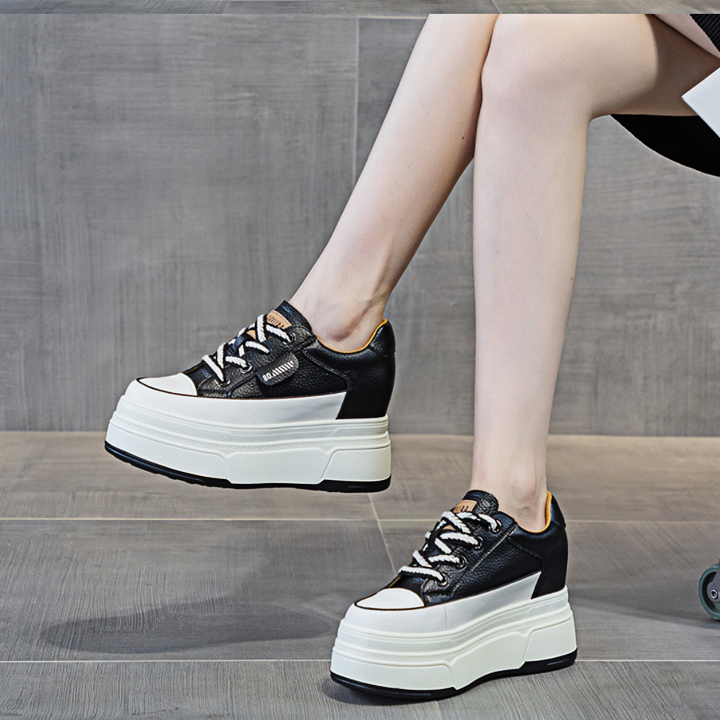 Giày Sneakers Đế Xuồng Da Thật 8CM PS640-1339