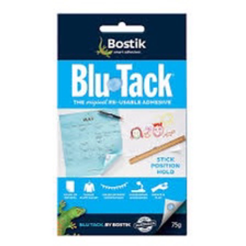 Keo đất dẻo, keo đa năng đất sét dính nail dính móng, vệ sinh tai nghe Blue Tack Bostik 75g.