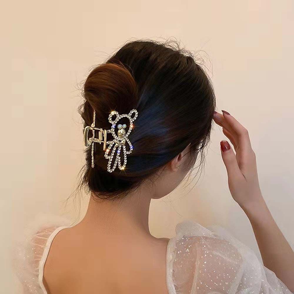 Kẹp tóc kim loại hình Gấu đính đá