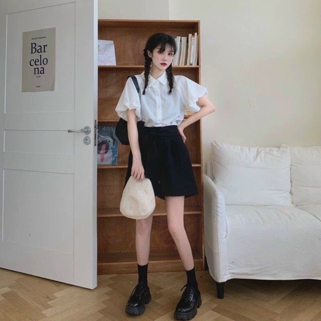 Áo sơ mi tay phồng tiểu thư -PY6