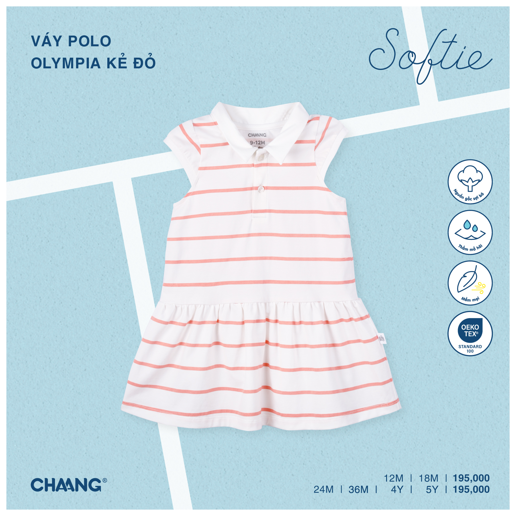 Váy polo bé gái Olympia Chaang