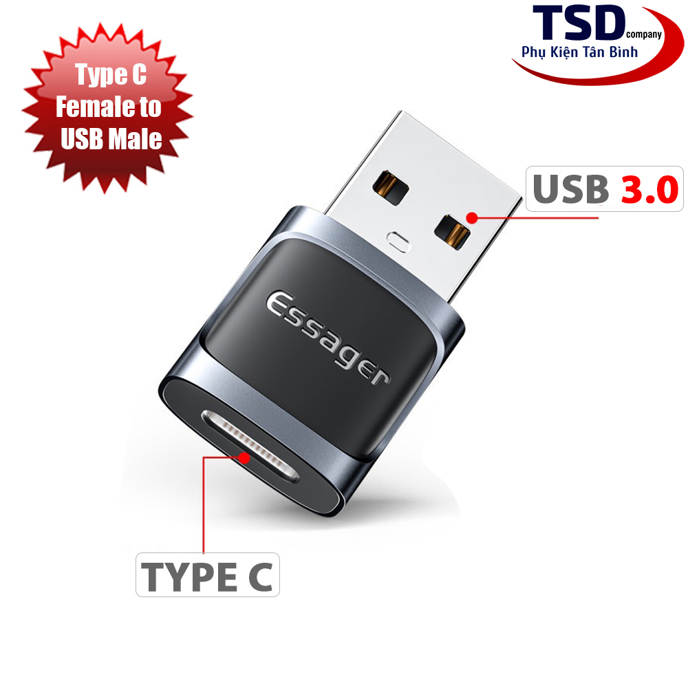 ESSAGER High Speed USB Type A to USB Type C 3.0 Adapter