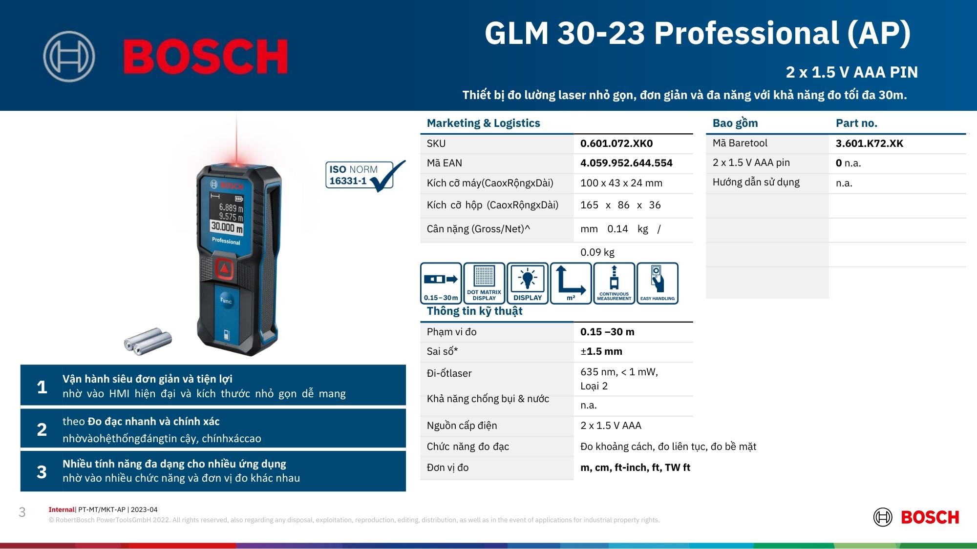 Máy đo khoảng cách Bosch GLM 30-23 Professional