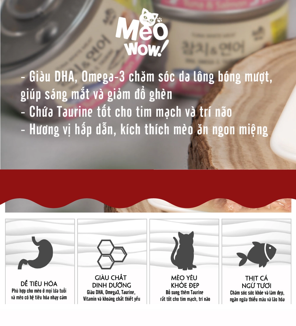 Pate cá ngừ thịt trắng Meowow cho mèo lon 80g
