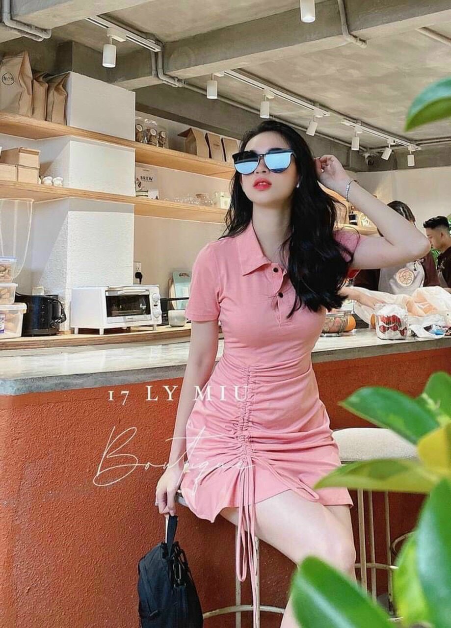Đầm Váy PoLo Rút Dây Eo Đầm Nữ Cổ Sơ Mi Ngắn Tay Dáng Chữ A Chất Thun Cotton Co Giãn