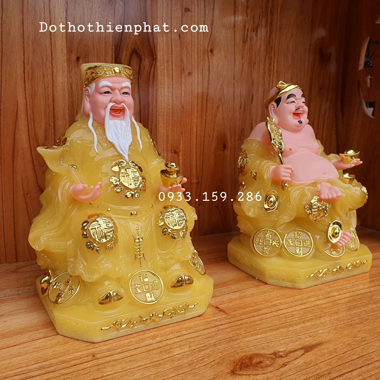 Cặp thần tài ông địa đá 8in cao 20 cm