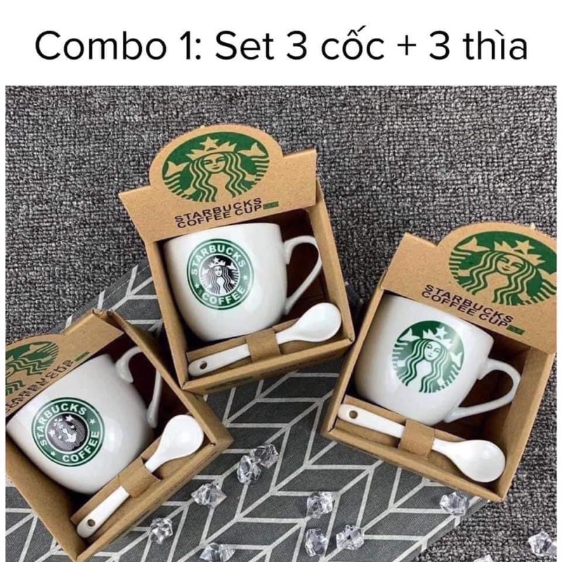 Set cốc sứ và bình giữ nhiệt Starbuck decor