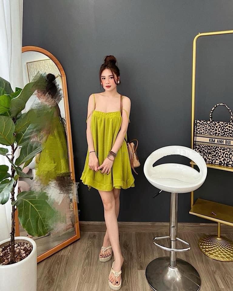 váy 2 dây nữ - chất đũi xinh xắn T50