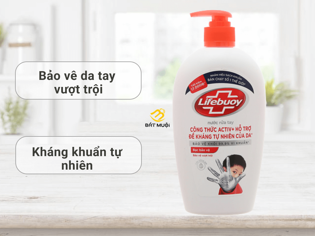 Nước rửa tay lifebuoy bạc bảo vệ chai 444ml - bat muoi
