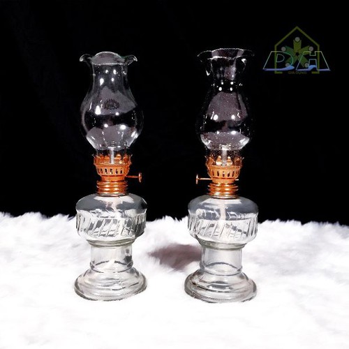 Đôi Đèn Thờ Thủy Tinh Màu Đỏ- Trắng 20cm