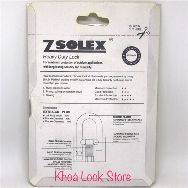Ổ khoá ZSOLEX 5cm càng dài