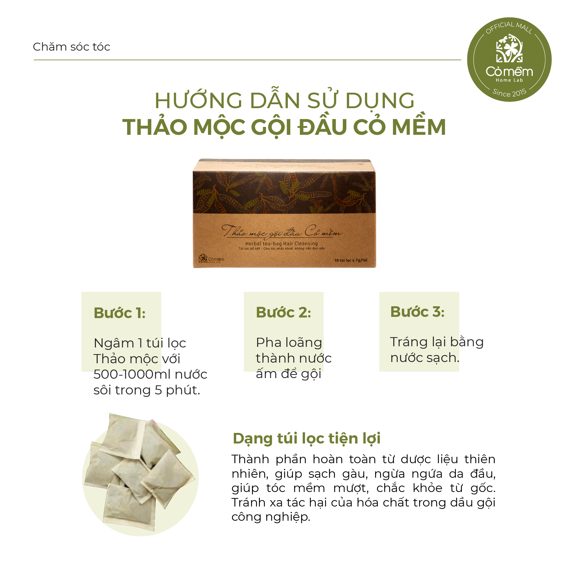 Combo 5 Hộp Thảo Mộc Gội Đầu Cỏ Mềm