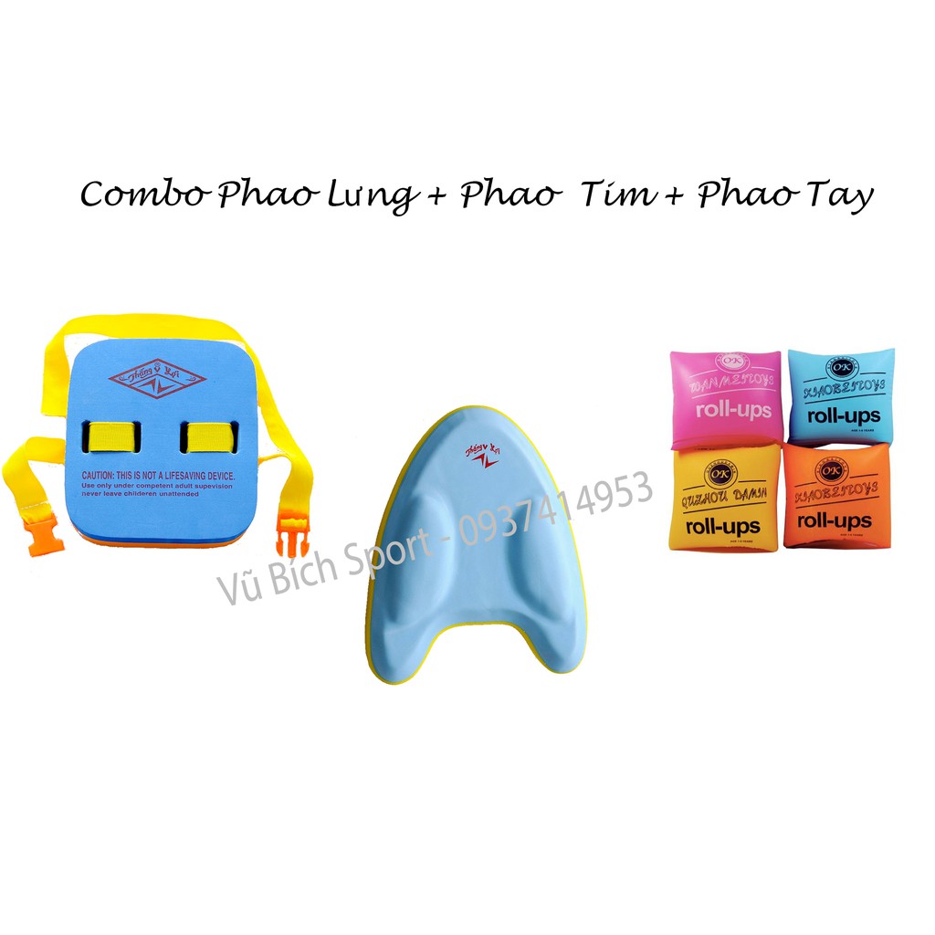 Combo bộ 3 phao lưng + phao tim - phao tay lăn
