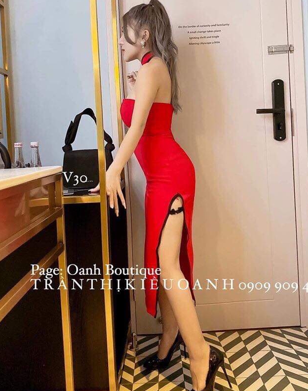 Đầm sườn xám cổ cách tân viền