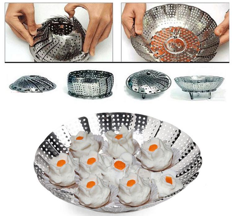 Xửng hấp inox 24cm chân xòe và gấp gọn linh hoạt