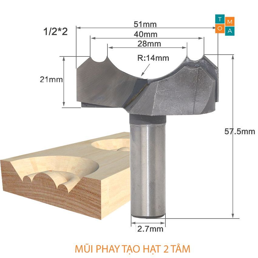 Mũi soi gỗ - mũi phay tạo hạt 2 tâm