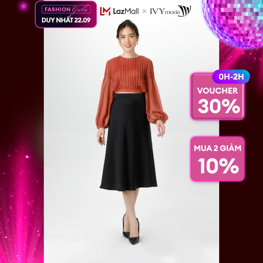 Chân váy lụa Midi IVY moda MS 31M7263