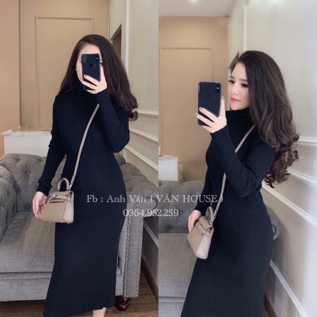 Váy body cổ lọ