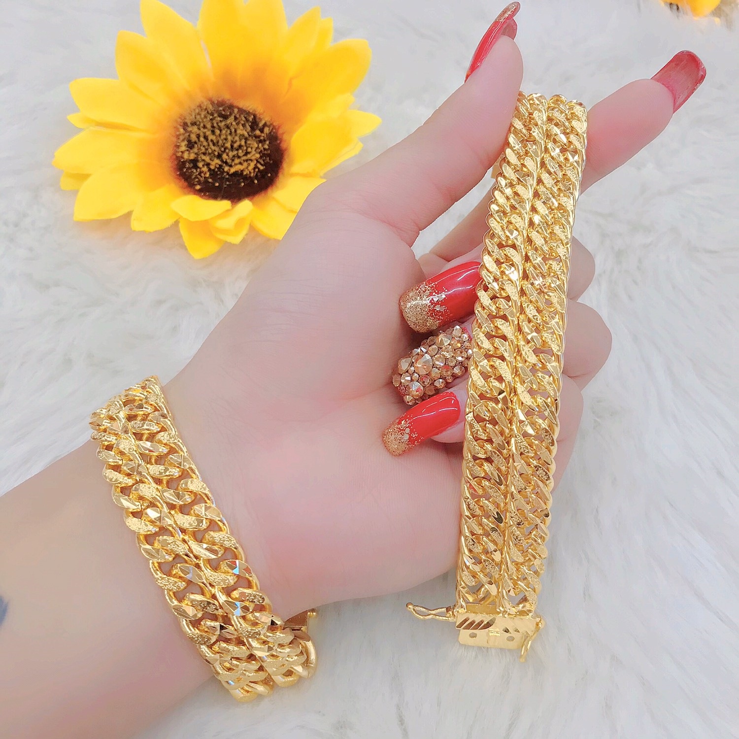 Lắc Tay Nam, Lắc Tay Nữ Mạ Vàng 18K Mắt Xích Bản Mẫu 1201904( 01 Chiếc ) - Đi Chơi, Dự Tiệc Rất Ngầu - Tubi Cony - Bao Đổi Tra Trong Vòng 07 Ngày