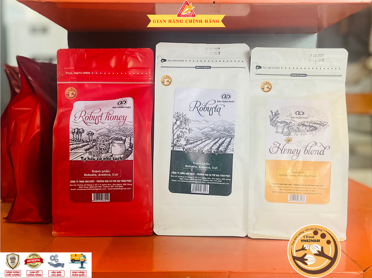 Cà phê Robusta [500g/ túi] - 100% Cà phê mộc rang xay nguyên chất