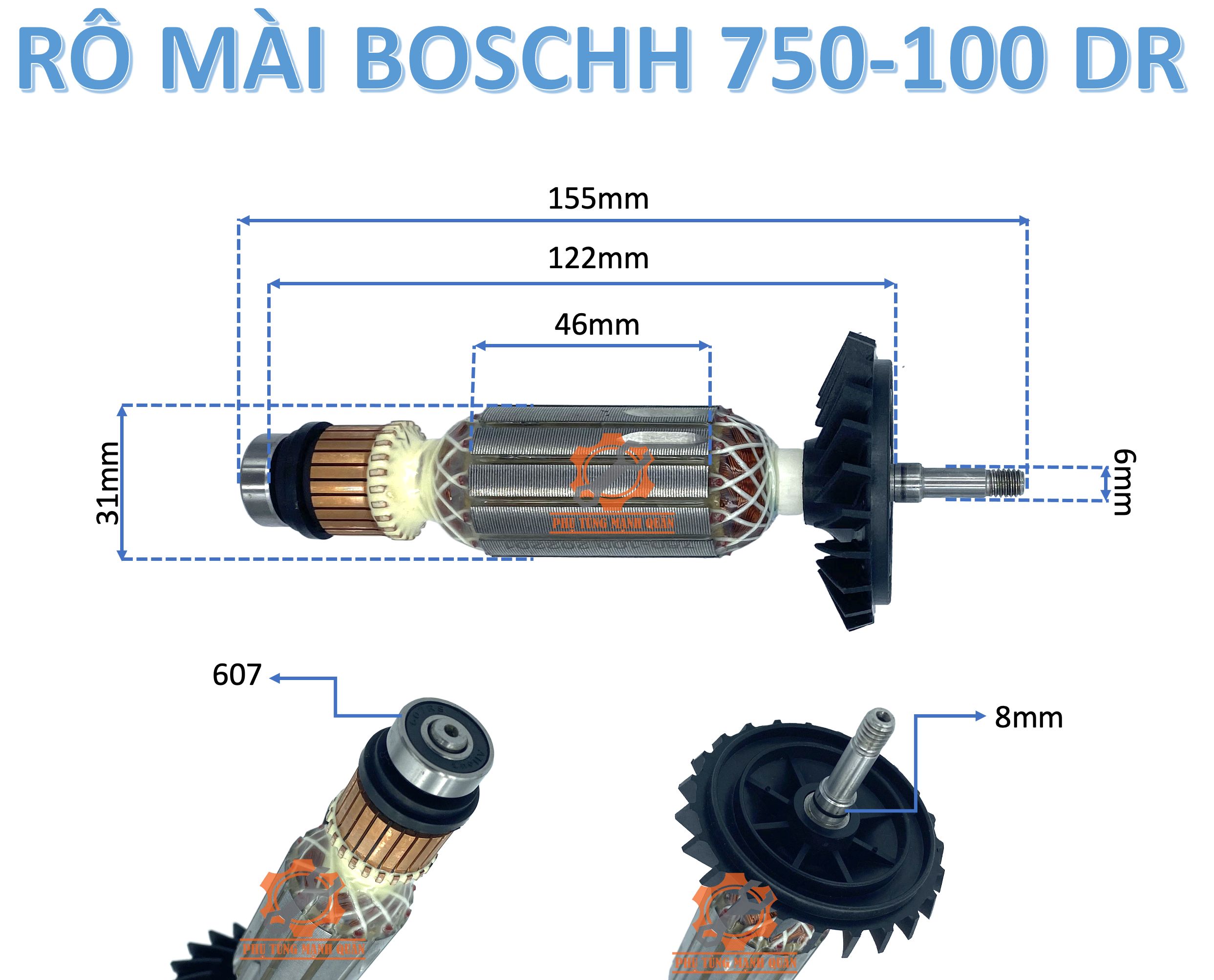 Rotor/ruột máy mài boschh 750-100 tặng kèm chổi than