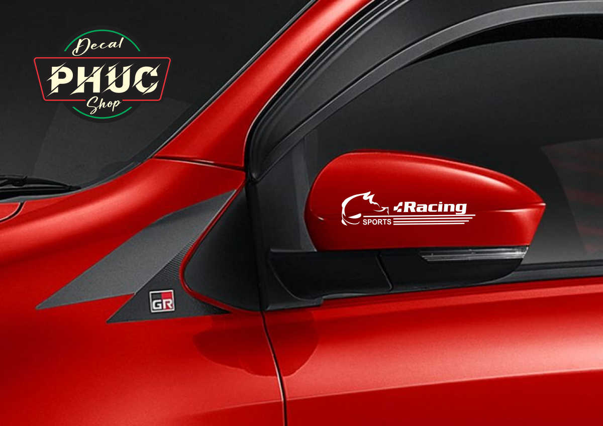 Tem trang trí gương chiếu hậu mẫu Racing
