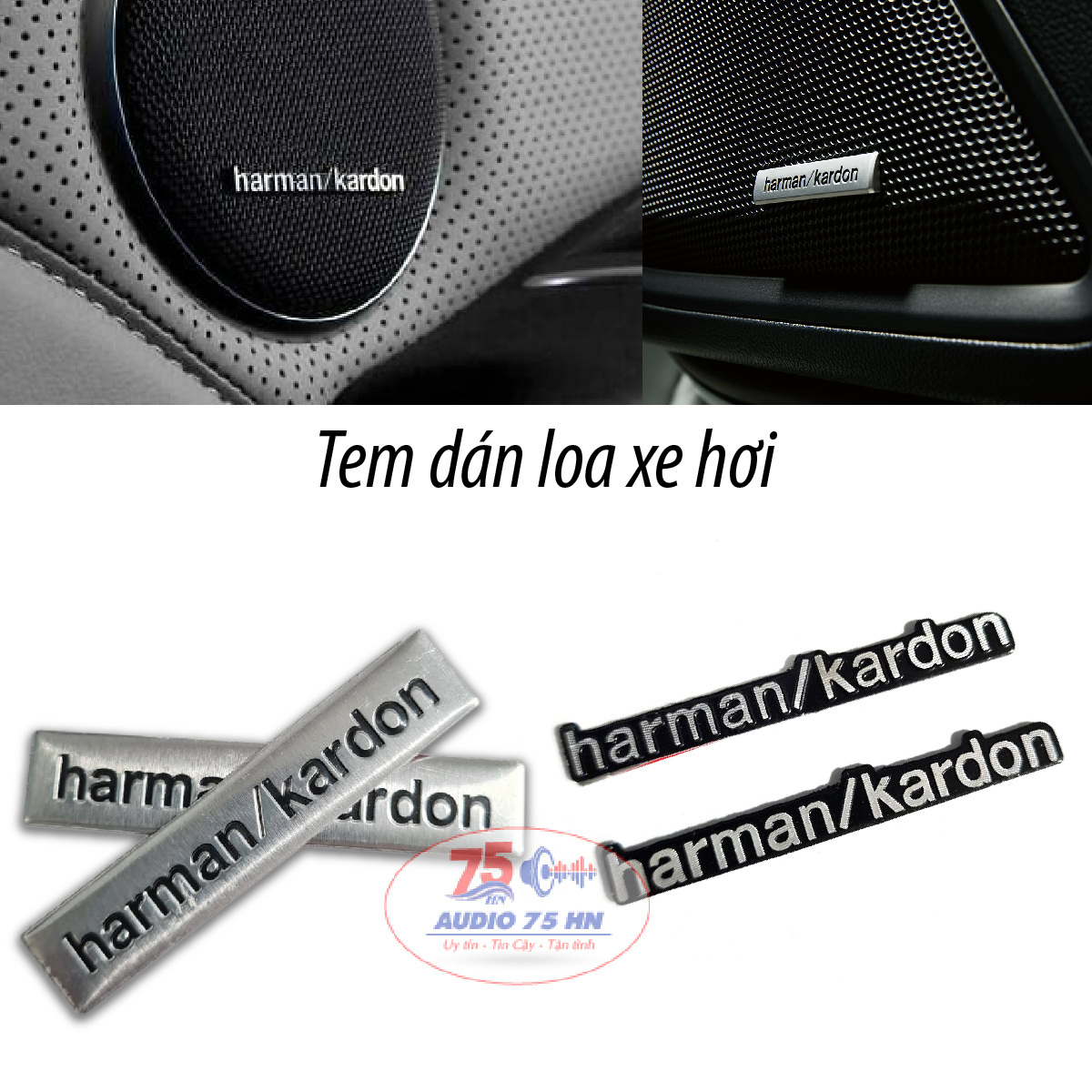 Sticker, tem dán decal chữ HARMAN KARDON trang trí loa xe hơi( đơn giá 1 cái)