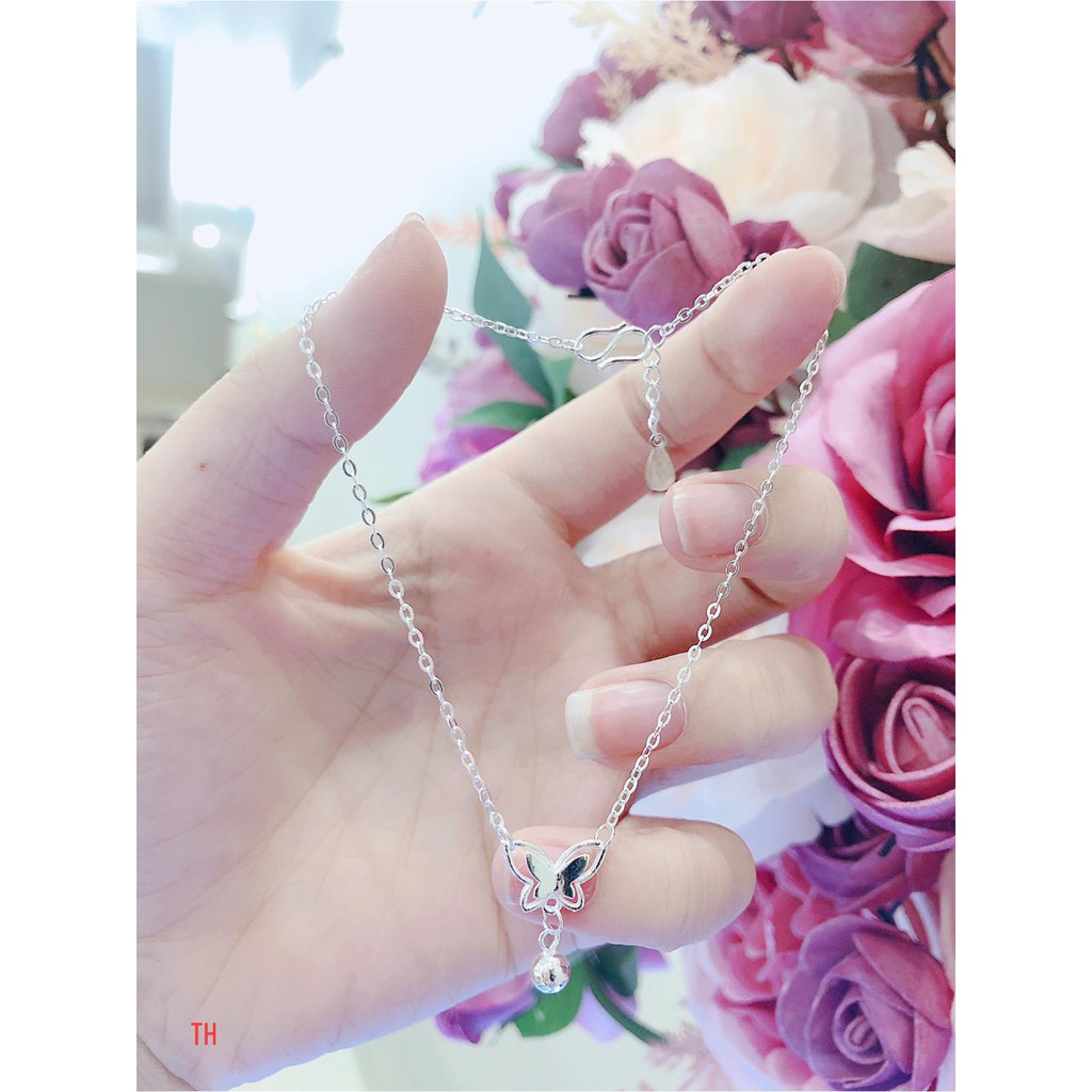 Lắc chân nữ treo bướm và chuông bạc ta