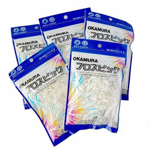 [HCM]Combo 5 gói tăm chỉ nha khoa Okamura 90P