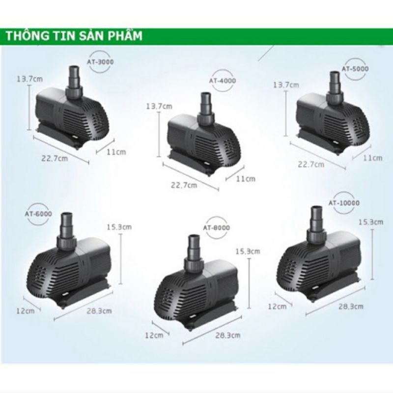 Bơm Bể Cá Atman AT - 3000 - 4000 - 5000 - 6000 - 8000