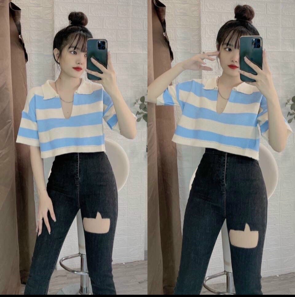 Shirt croptop Plaid wide form V neck quality wool beauty