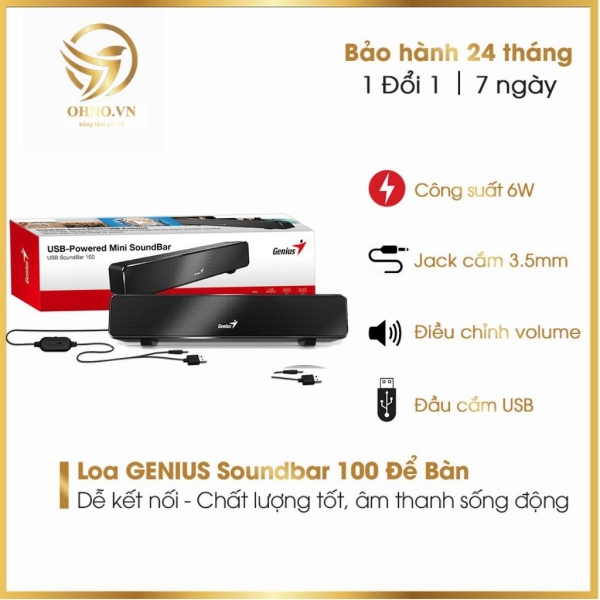 ☈  Loa Vi Tính Máy Vi Tính GENIUS Soundbar 100 USB Loa Nghe Nhạc Để Bàn Có Dây Mini - OHNO Việt Nam