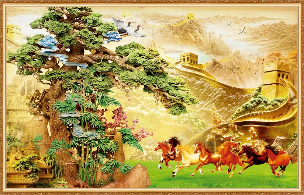 tranh dán tường 3d mã đáo thành công