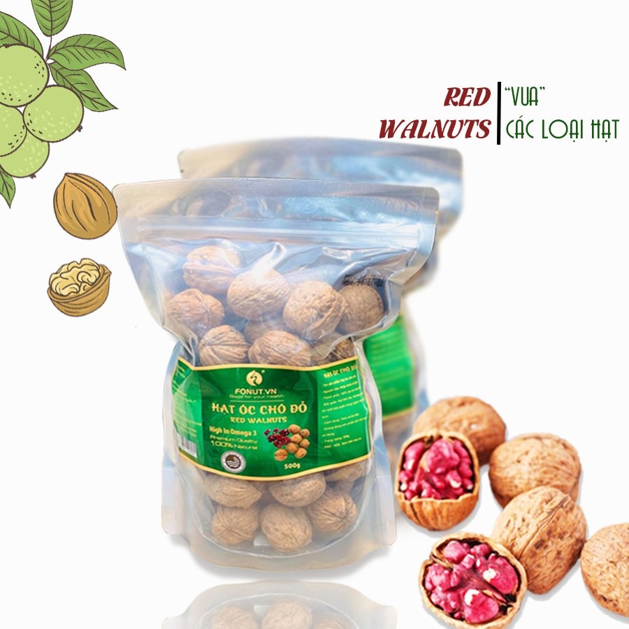 Hạt óc chó đỏ còn vỏ nk mỹ th fonut giòn ngọt không bị hôi dầu – đóng gói việt nam