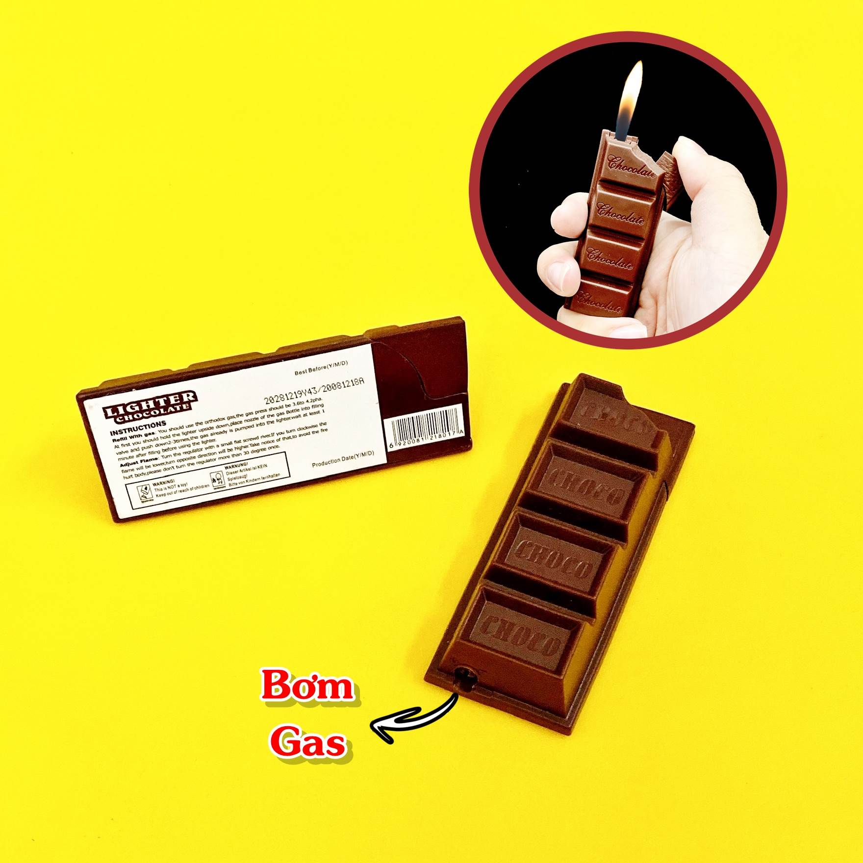 BẬT LỬA HÌNH THANH KẸO CHOCOLATE (SOCOLA) - (XÀI GAS)