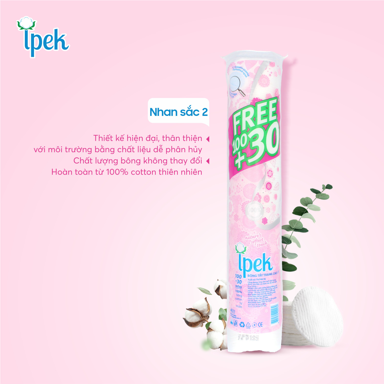 Bông tẩy trang ipek thổ nhĩ kỳ 150 miếng ( 120+30 miếng)