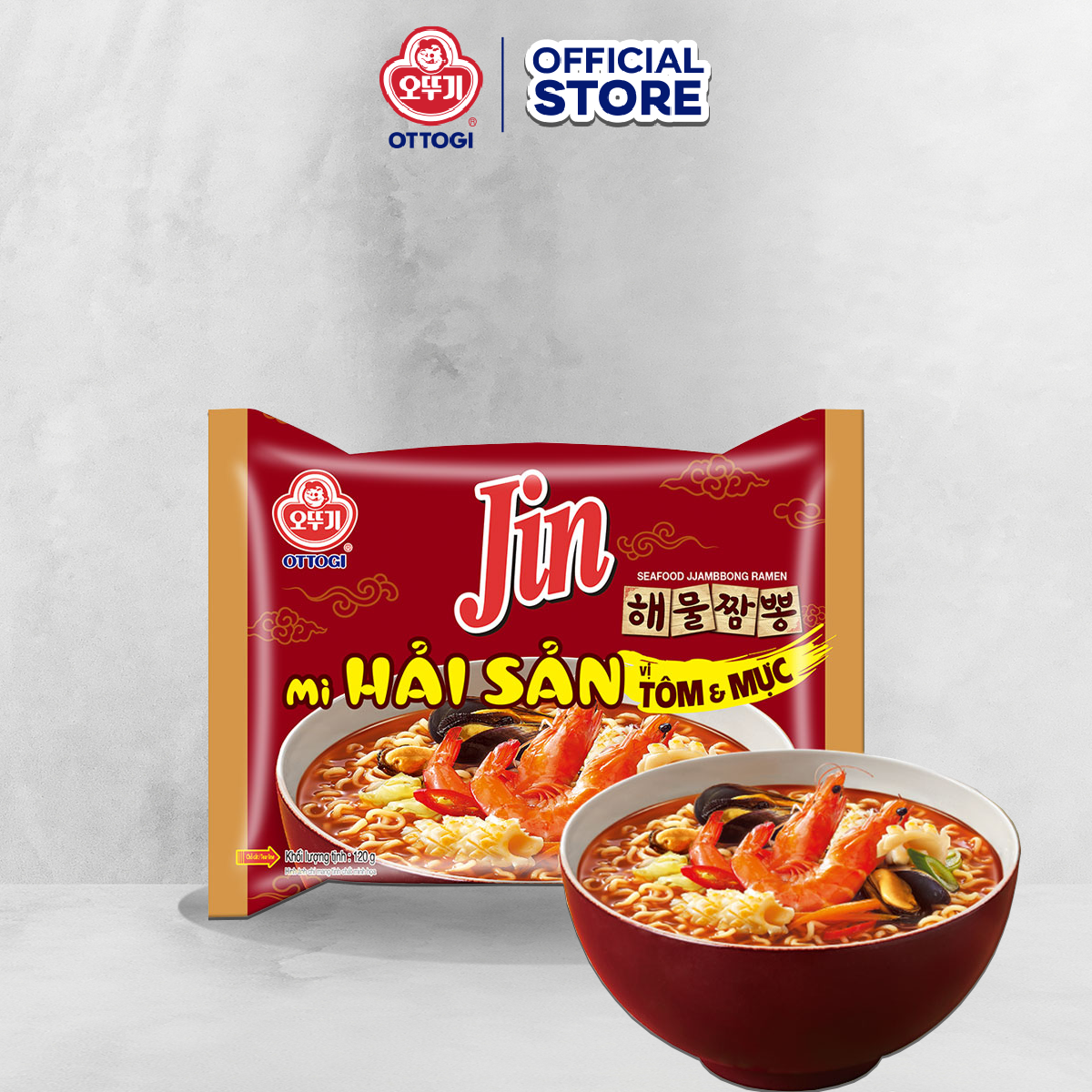 [Thùng 20 gói] Mì Jin hải sản tôm & mực 120gx20