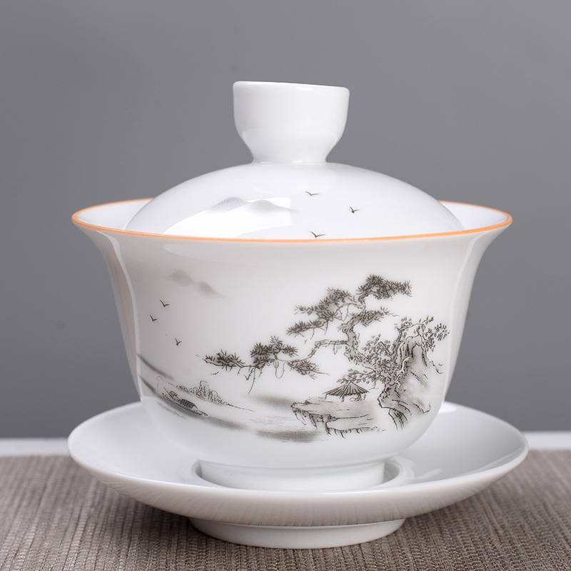 Chén Khải (Tam Tài) Cảnh Đức uống trà tuyệt đẹp
