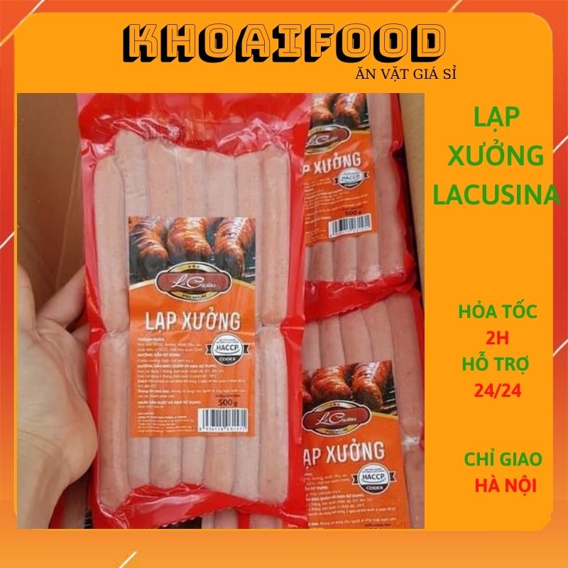 Lạp xưởng tươi Lacusina ăn vặt, chiên rán ngon