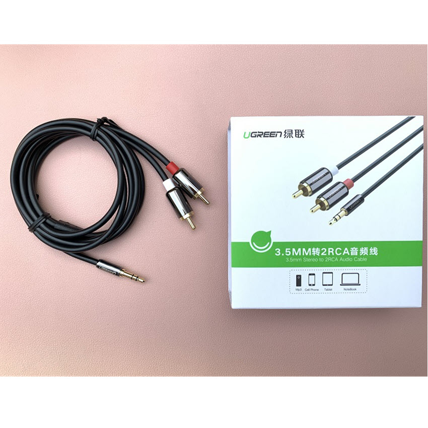 Cáp audio 3.5mmra 2 đầu RCA 1.5M UGREEN UG 10583