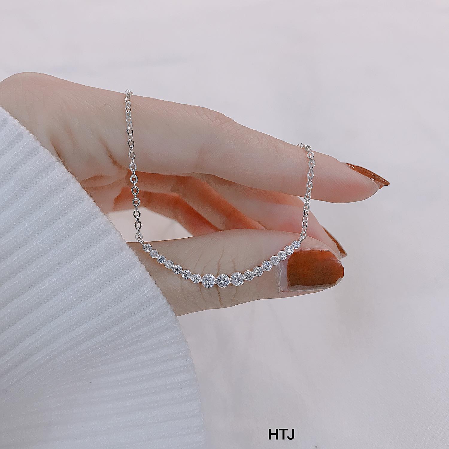 Dây chuyền nữ bạc ta mặt dải đá MS73