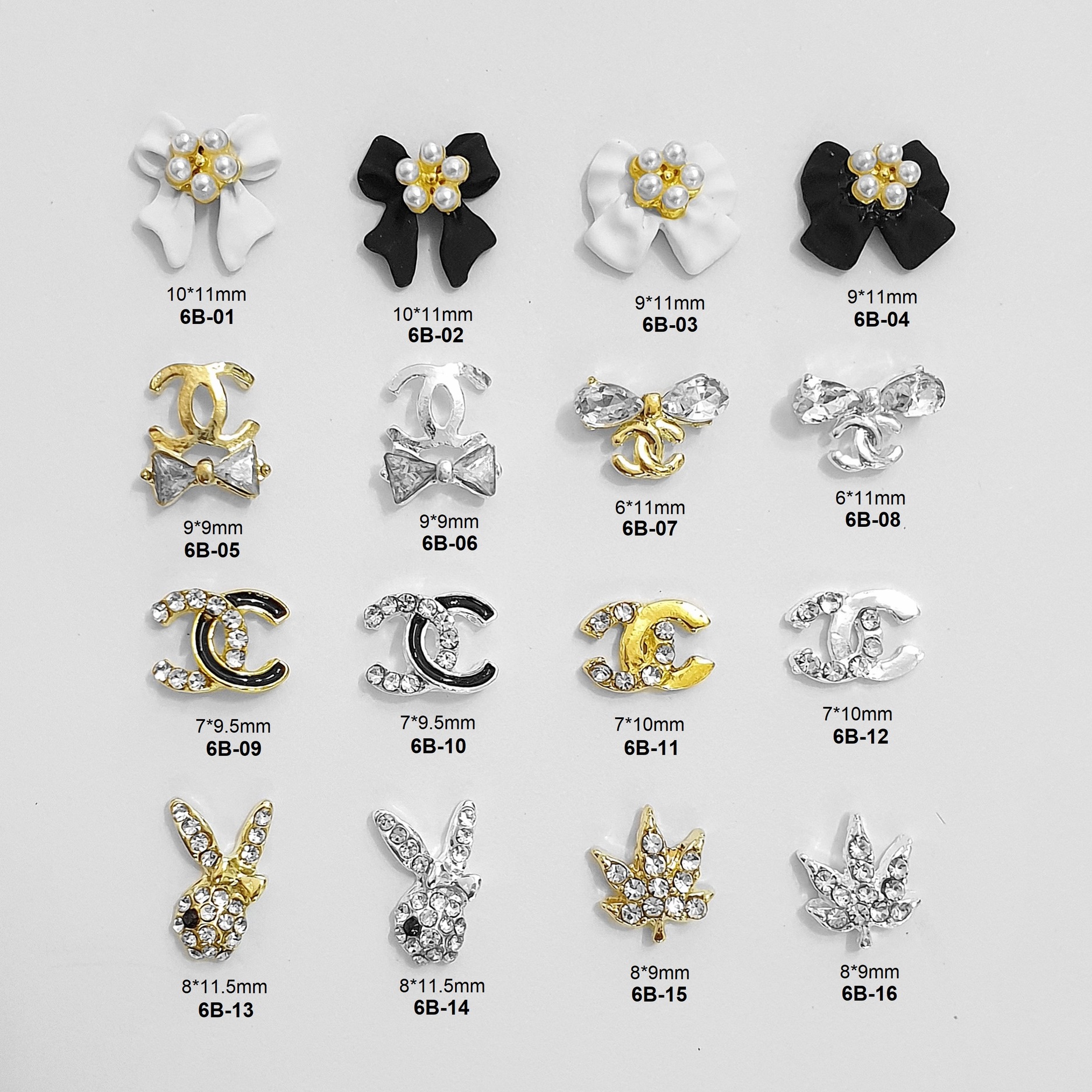 [Ảnh thật] Charm Đá Vàng Bạc Trang Trí Đính Móng 6B
