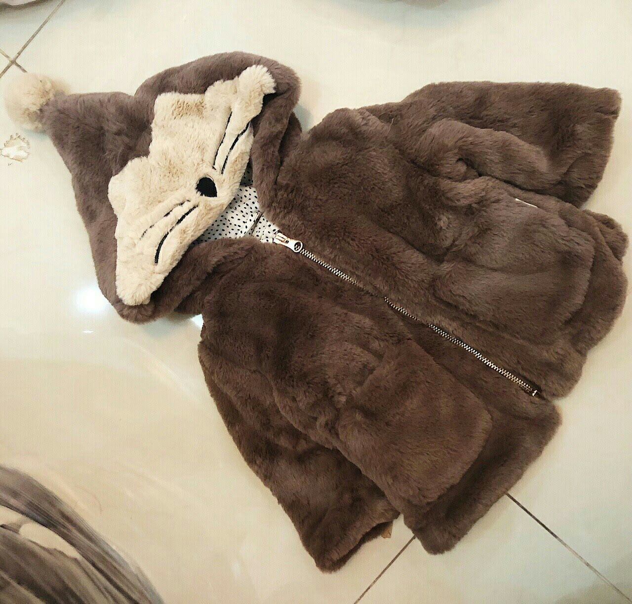 Áo khoác lông thỏ dành cho bé gái từ 5 - 9 kg