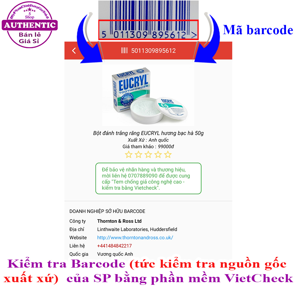 BỘT LÀM TRẮNG RĂNG EUCRYL 50GR