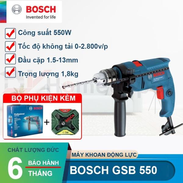 Máy khoan động lực Bosch GSB 550 và bộ mũi khoan 34 chi tiết Xline34