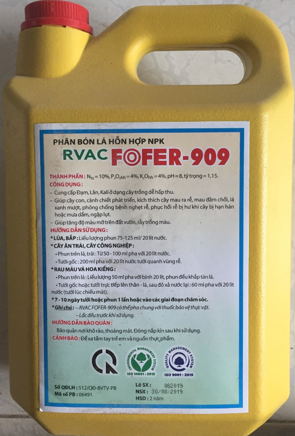 PHÂN BÓN DẠNG NƯỚC CAO CẤP FOFER 909 - Thùng 5 lít