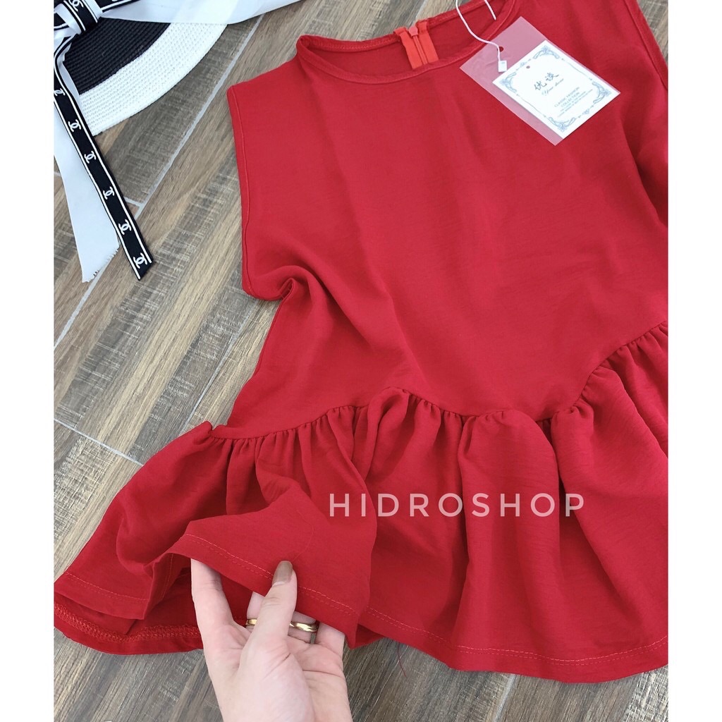 Sét áo bèo đỏ quần sooc trắng đũi