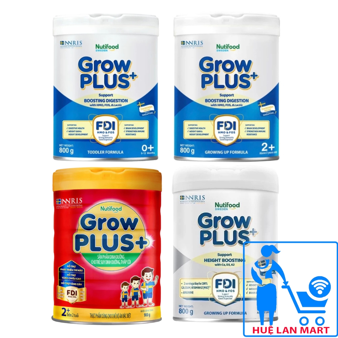 Sữa Bột Nutifood Grow Plus+ Đỏ / Xanh nhạt/ Bạc 0+/1+/2+ Hộp 800g/ 900g/780g