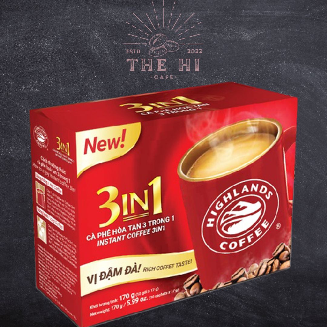 Cà phê sữa hòa tan HIGHLANDS COFFEE hộp 10 gói (10 gói x 17g)