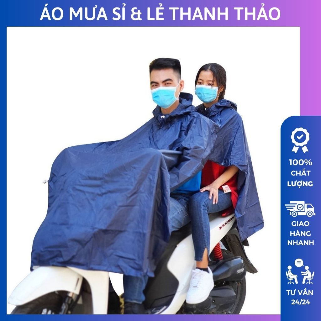 Áo mưa vải dù hai đầu , áo mưa vải dù hai người ,áo mưa vải dù cánh dơi sẻ tà hai đầu .áo mưa đi xe máy hai đầu . chất liệu vải dù chống thấm nước cực tốt, siêu bền tiện lợi khi đi 2 người